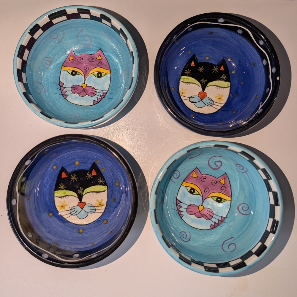 Vintage Hand-Painted Ceramic Ice Cream Bowls by Milson and Louis